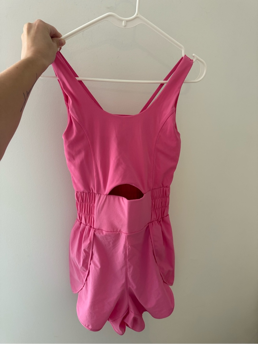 As Revival by Altar’d State Hot Pink  Cutout One-Piece Athletic Romper